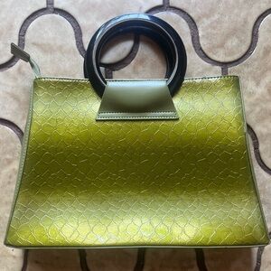 Green Handbag with Black Accents